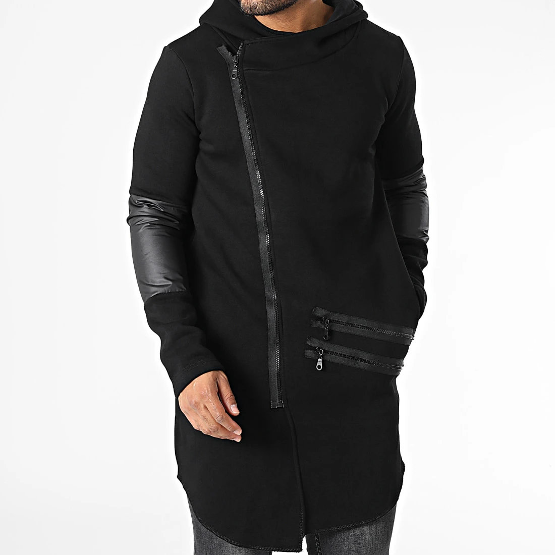 Remise ❤️ Veste Longue A Capuche 5110 Noir de Classic Series 🥰 5 Remise ❤️ Veste Longue A Capuche 5110 Noir de Classic Series 🥰 – Image 3