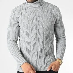 De gros ⌛ Pull Col Roulé T3843 Gris de Classic Series 👏
