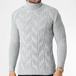 De gros ⌛ Pull Col Roulé T3843 Gris de Classic Series 👏 -Classic Series Soldes classic series 346029 T3843 GRI 20221031T135808 03