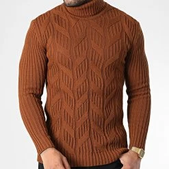 Acheter 😉 Pull Col Roulé T3843 Marron de Classic Series ❤️