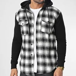 Sortie ❤️ Surchemise Capuche A Carreaux 10022 Blanc Noir de Classic Series 👍 -Classic Series Soldes classic series 348150 DP 10022 133 001 20221124T143828 03