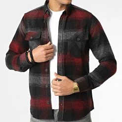 Vente flash 🛒 Surchemise Carreaux Y-2242 Noir Bordeaux de Classic Series ✔️