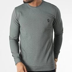 Remise 😀 Sweat Crewneck RBL6181 Vert Chiné de Classic Series 🧨