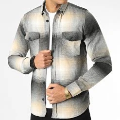 Promo ❤️ Surchemise Carreaux Y-2042 Beige Noir de Classic Series ❤️ -Classic Series Soldes classic series 348613 Y 2042 04 20221128T141114 03