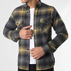 Le moins cher 💯 Surchemise Carreaux Y-2042 Jaune Bleu Marine de Classic Series 😍