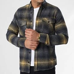 Tout neuf 🛒 Surchemise Carreaux Y-2042 Bleu Marine Jaune de Classic Series 🔥 -Classic Series Soldes classic series 348636 Y 2042 11 20221128T141849 03