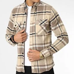 Promo 🎁 Surchemise Carreaux Y-2242 Beige de Classic Series ❤️