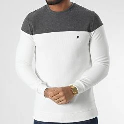 Bon marché ✔️ Sweat Crewneck RBL6211 Blanc Gris Anthracite de Classic Series ✨