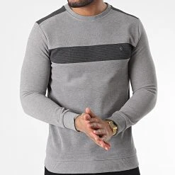 Bon marché 😉 Sweat Crewneck RBL6212 Gris Clair Chiné de Classic Series 👏