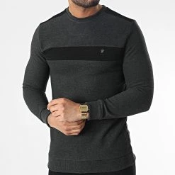 Grosses soldes 🔥 Sweat Crewneck RBL6212 Gris Anthracite Chiné de Classic Series 🎁