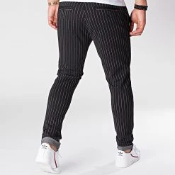 Meilleure vente ✨ Pantalon A Rayures Ponte Roma Noir de Classic Series ❤️ -Classic Series Soldes denim project 218350 DP7001 BLACK WHITE PIN 20200511T190816 04
