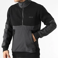 Promo ⭐ Sweat Col Zippé Summit Noir de Classic Series 👍