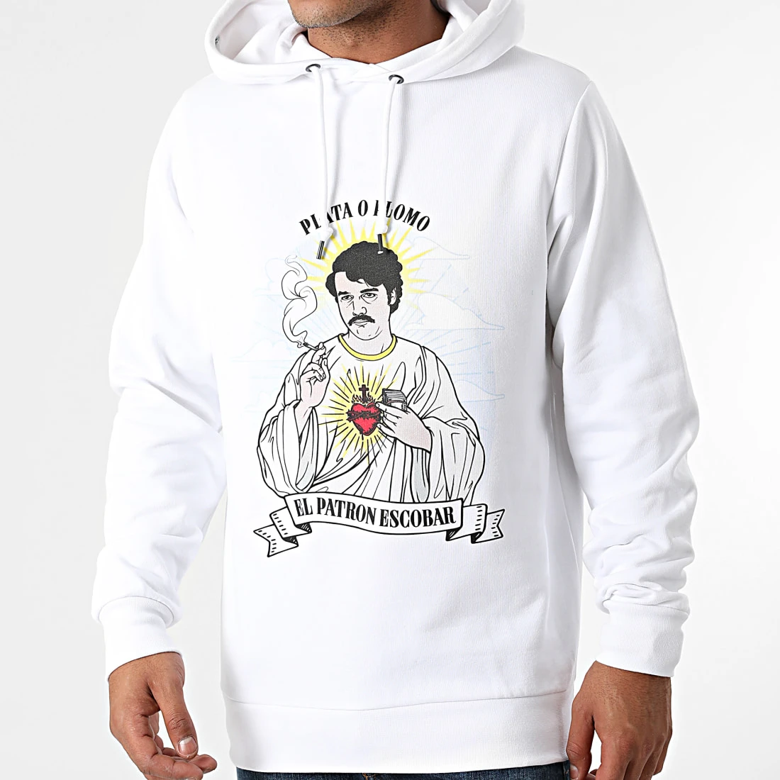 Vente flash 🧨 Sweat Capuche Pablo Narcos Blanc de Classic Series 🌟 3 Vente flash 🧨 Sweat Capuche Pablo Narcos Blanc de Classic Series 🌟