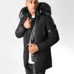 Promo ❤️ Parka Fourrure 79623 Noir de Classic Series ✨