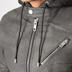 Meilleur prix 🌟 Veste Biker Capuche 79719 Gris Anthracite Noir de Classic Series 🧨 -Classic Series Soldes terance kole 190853 79719 BLACK 20190729T092207 03