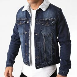 Acheter ✨ Veste Jean Col Mouton 66123 Bleu Denim de Classic Series ❤️ -Classic Series Soldes terance kole 238002 Y66123 BLUE 20201019T134249 03